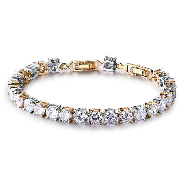 Elegant Bracelet with White Gold Cubic Zircon Stones