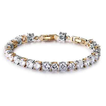 Elegant Bracelet with White Gold Cubic Zircon Stones