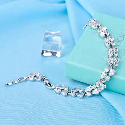 Shining White Gold Bracelet with Zircon Stones