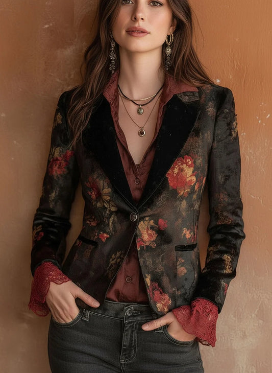Slim Fit Floral  Blazer for Women