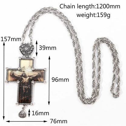 Silver Color Orthodox Cross Necklace,Christian Necklace,Jesus Religious Necklace