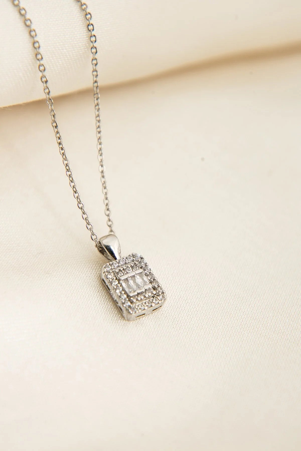 Women's Baguette Stone  Chain Necklace
