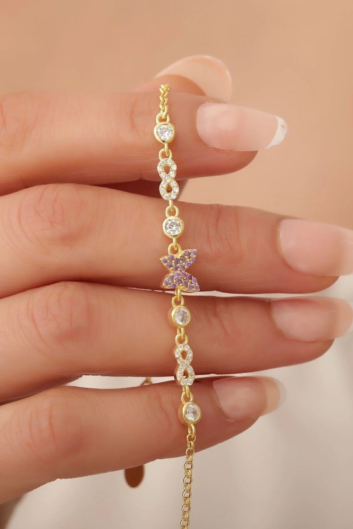 Butterfly and Eternity Gold-Rosegold Bracelet