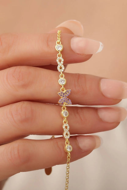 Butterfly and Eternity Gold-Rosegold Bracelet