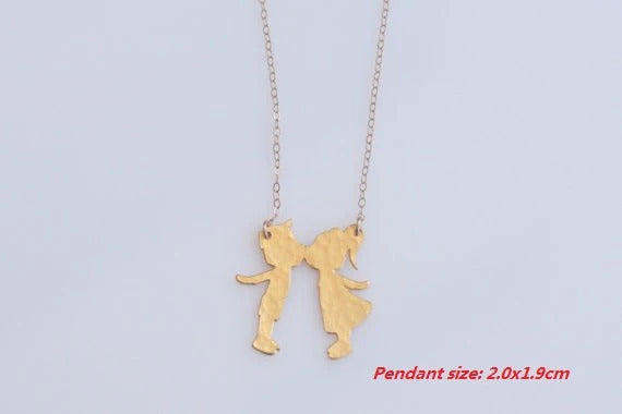 Kissing Kids Silver Necklace