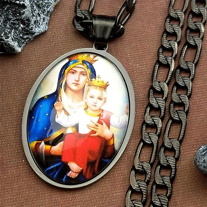 Virgin Mary Hold Baby,Christian Necklace,Religious Gift Jewelry