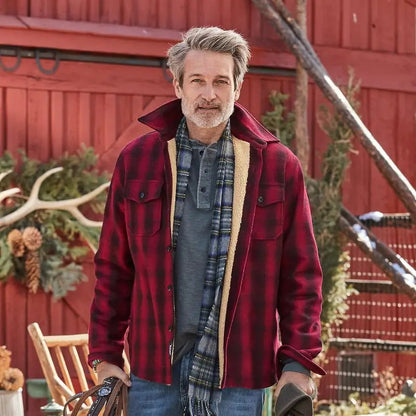 Red Plaid Woolen Coat - Denoss