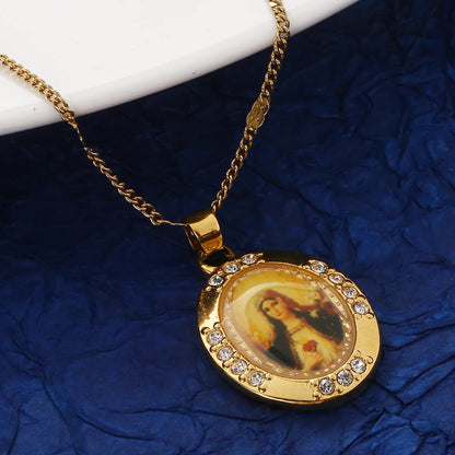 Gold Color Virgin Mary Pendant Necklace,Christian Necklace
