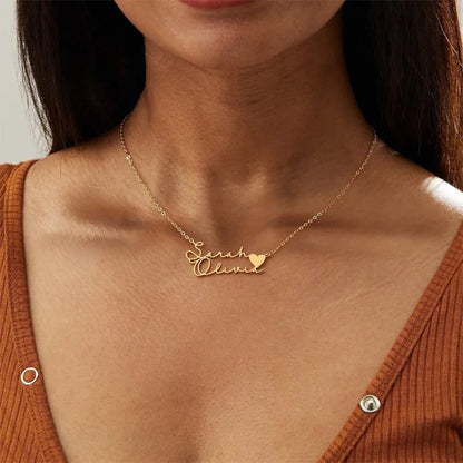 Custom Signature Names Necklace with Heart