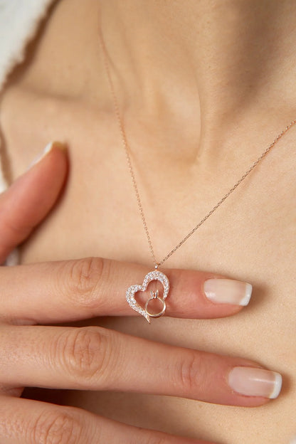 Women's  Ring Heart 925 Sterling Silver Necklace