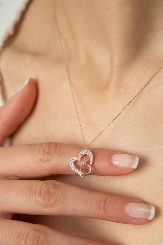 Women's  Ring Heart 925 Sterling Silver Necklace