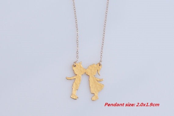 Kissing Kids Gold-Silver Necklace
