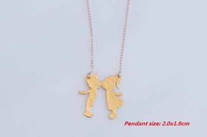 Kissing Kids Gold-Silver Necklace