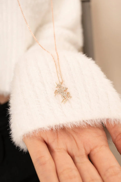 Unicorn  925 Sterling Silver Rosegold Necklace