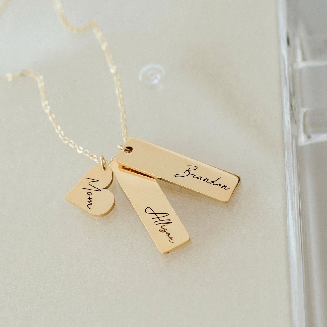 Personalized Heart Bar Necklace