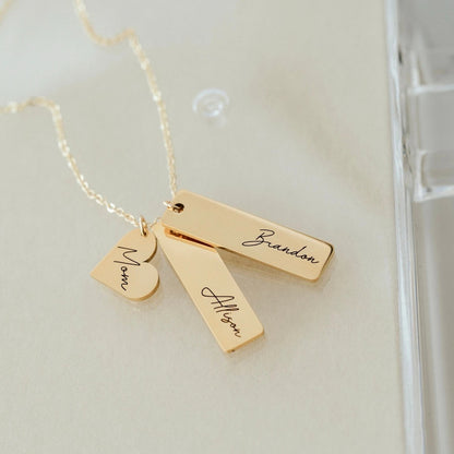 Personalized Heart Bar Necklace