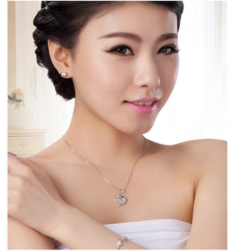 Dolphin Love Minimalist Silver Necklace