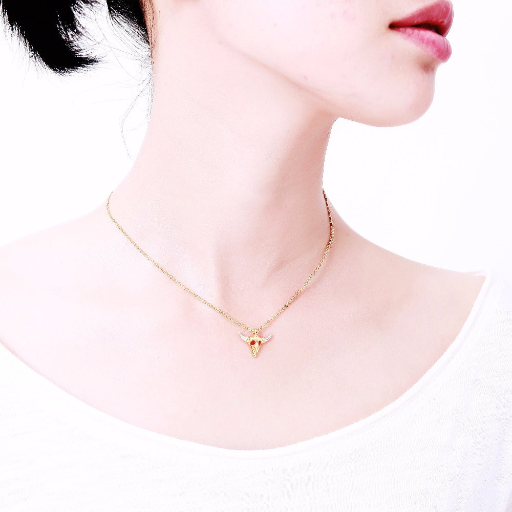 Buffalo Skull Gold Necklace
