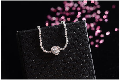 Diamond Heart White Gold Bracelet