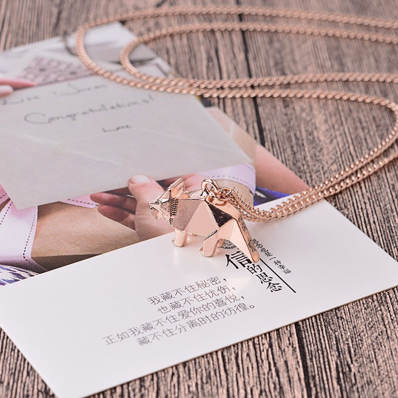 Origami Fatty Fox Gold-Silver Necklace