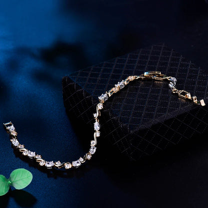 Elegant Round Cut Bracelet with Zircon Stones