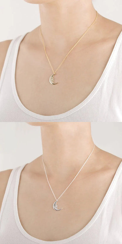 Crescent Moon Silver Necklace