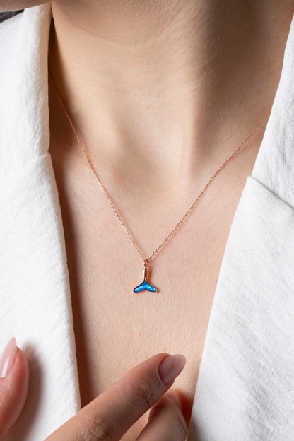 Blue Enamel Mermaid  Necklace 925 Sterling Silver