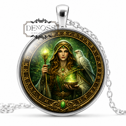 Norse Goddess Eir Viking Rune Necklace,Celtic Healing Amulet Jewelry