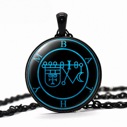 Bathym Sigil Pendant Necklace,Goetia Demon Seal Talisman Necklace,Gothic Esoteric Jewelry