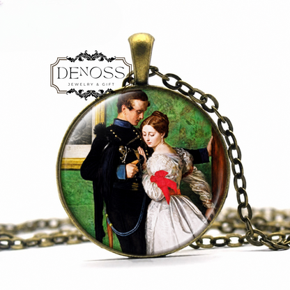 Black Brunswicker Art Pendant Necklace,John Everett Millais Pre-Raphaelite Jewelry