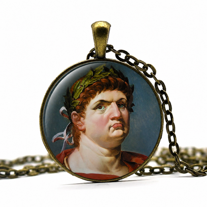 NERO Necklace,Roman, Emperor,Lucius Domitius Ahenobarbus,Julio Claudian dynasty,Art Pendant Necklace,Glass Pendant Necklace