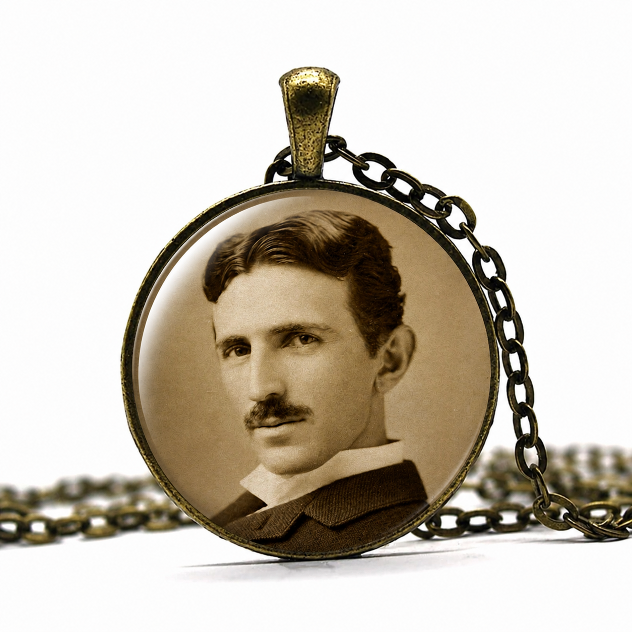 NIKOLA TESLA Necklace,Serbian,American, Inventor,Futurist,Electrical Engineer Mechanical Engineer,Art Pendant Necklace