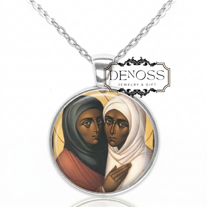 Catholic Saints Perpetua and Felicity Necklace,Religious Pendant Medal