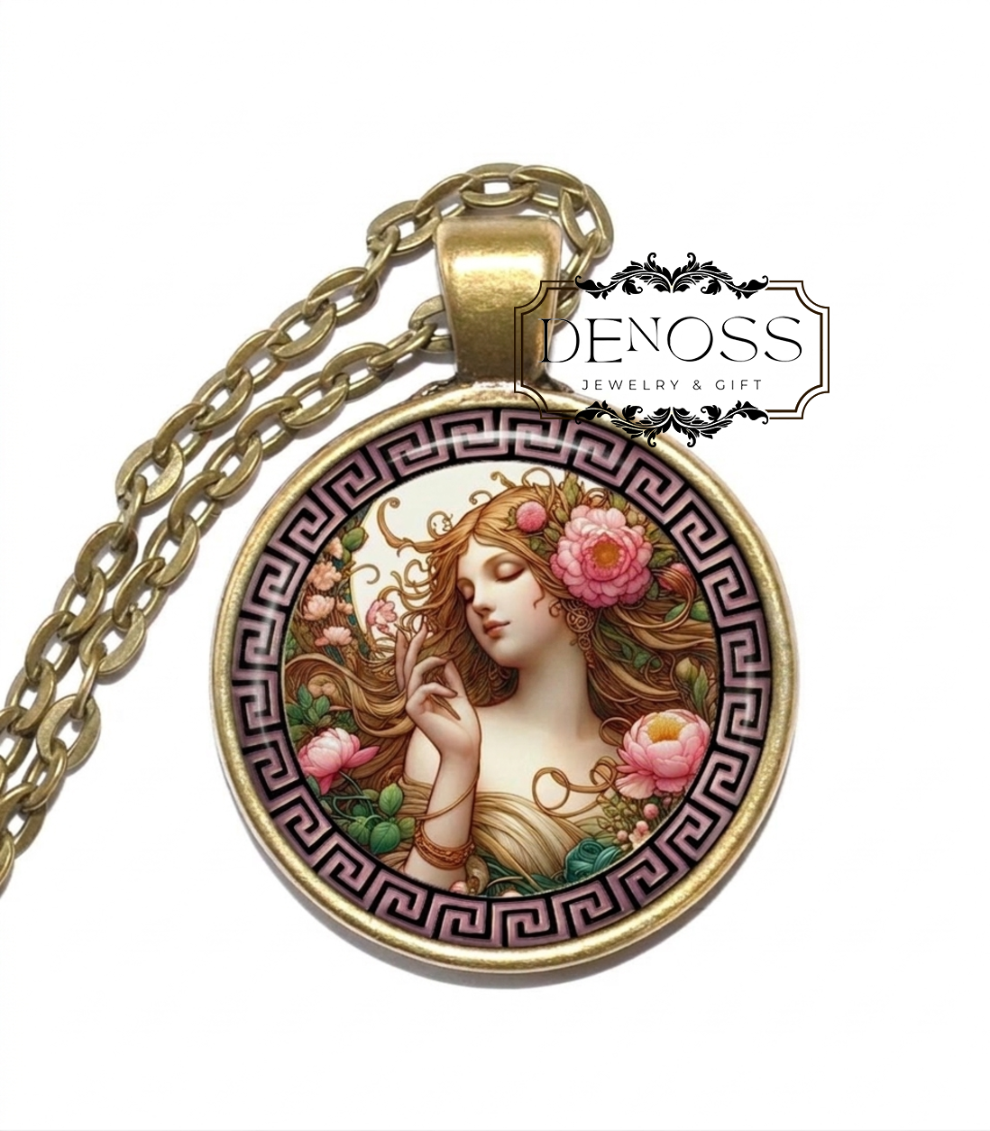 EOS Necklace,Goddess of the Dawn,Rosy-fingered,Greek,Art Pendant Necklace,Glass Pendant