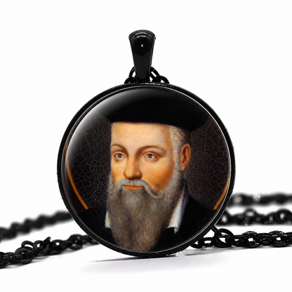NOSTRADAMUS Necklace,Michel de Nostredame,Astrologer,Physician,French,Les Prophéties,Reputed Seer,Art Pendant Necklace, Glass Pendant Necklace