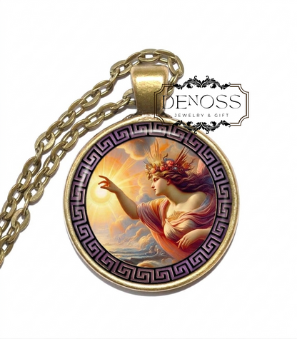 EOS Necklace,Goddess of the Dawn,Rosy-fingered,Greek,Art Pendant Necklace,Glass Pendant
