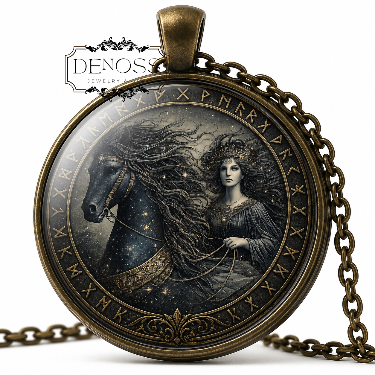 NÓTT Necklace,Norse,Goddess of the Night,Personification of the Night,Hrímfaxi,Mystery,Natural Cycles