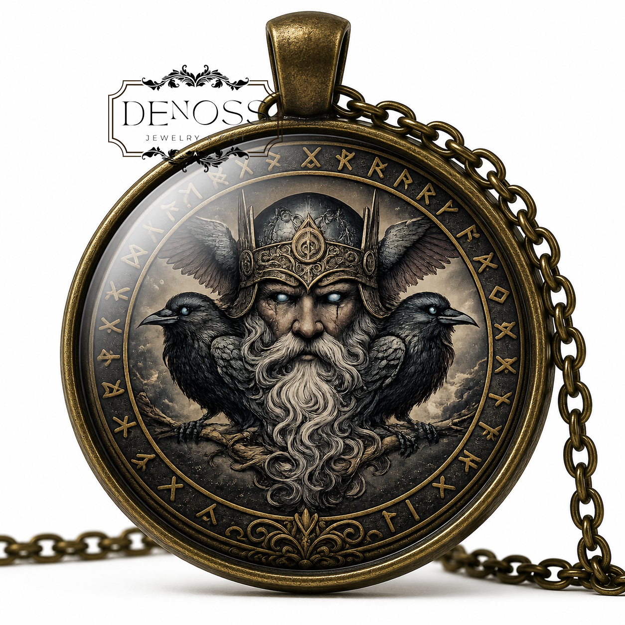 ODIN Necklace Norse God,God of Wisdom,Death Magic,Vikings,Scandinavian Symbol,Art Pendant Necklace,Glass Pendant,Handmade Jewelry