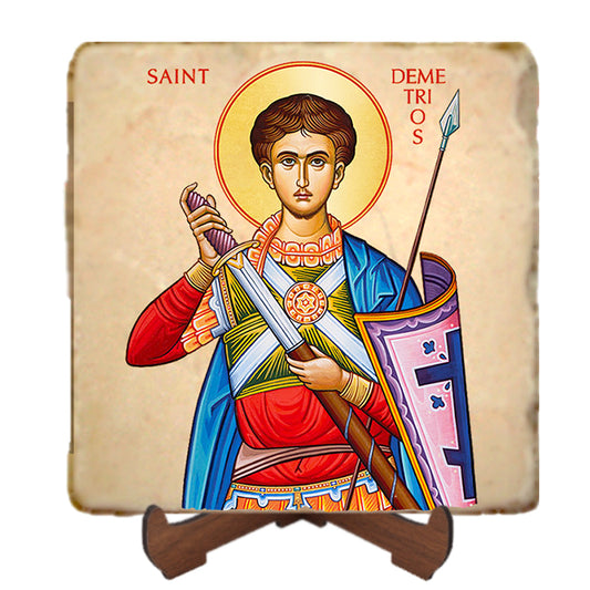 St.Demetrios Icon,Men Saints,Marble Icon,Handmade,Prayer gift,Christian Icon