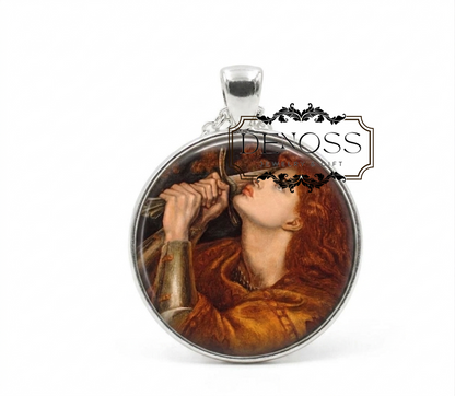 Joan of Arc Pendant Necklace,Rosetti Pre-Raphaelite Art Jewelry