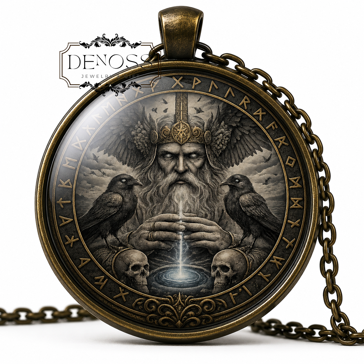 ODIN Necklace,Norse God,God of Wisdom,Death,Magic,Vikings,Scandinavian Symbol,Art Pendant Necklace