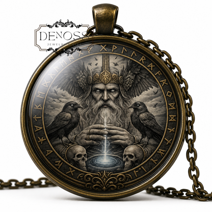 ODIN Necklace,Norse God,God of Wisdom,Death,Magic,Vikings,Scandinavian Symbol,Art Pendant Necklace