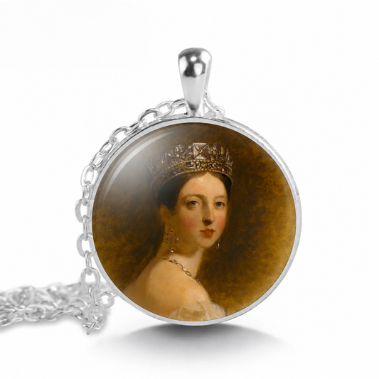 Queen Victoria Art Pendant Necklace,Thomas Sully Portrait Jewelry - Denoss
