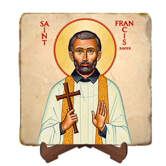 St.Francis Xavier Icon,Men Saints,Marble Icon,Handmade,Prayer gift,Christian Icon