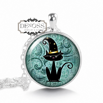 Black Cat Magic necklace,Halloween necklace,Halloween gift,Samhain cat jewelry