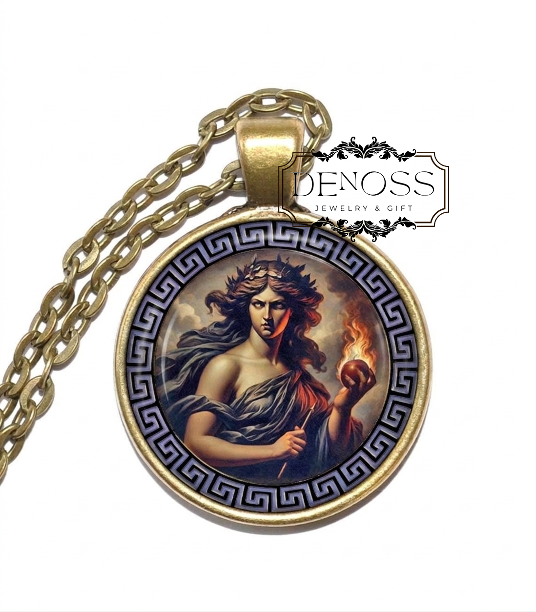 ERIS Necklace,Apple of Discord,Goddess of Strife,Goddess of Discord,Goddess of Chaos,Greek,Mythology,Glass Pendant