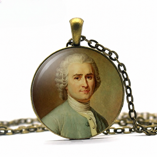 ROUSSEAU Necklace,Jean Jacques Rousseau, Writer,Composer,Philosopher,French-Swiss,Art Pendant Necklace - Denoss