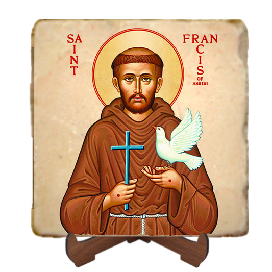 St.Francis Icon,Men Saints,Marble Icon,Handmade,Prayer gift,Christian Icon