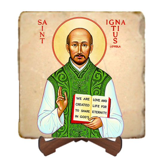 St.Ignatius Loyola Icon,Men Saints,Marble Icon,Handmade,Prayer gift,Christian Icon