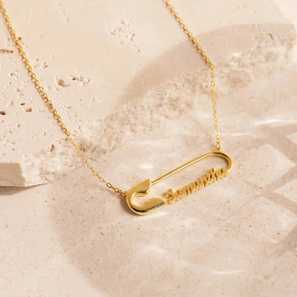 Custom Double Name Paper Clip Pendant Necklace